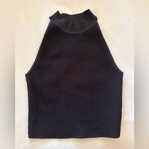 Babaton Black Ribbed Knit Top EUC Size M